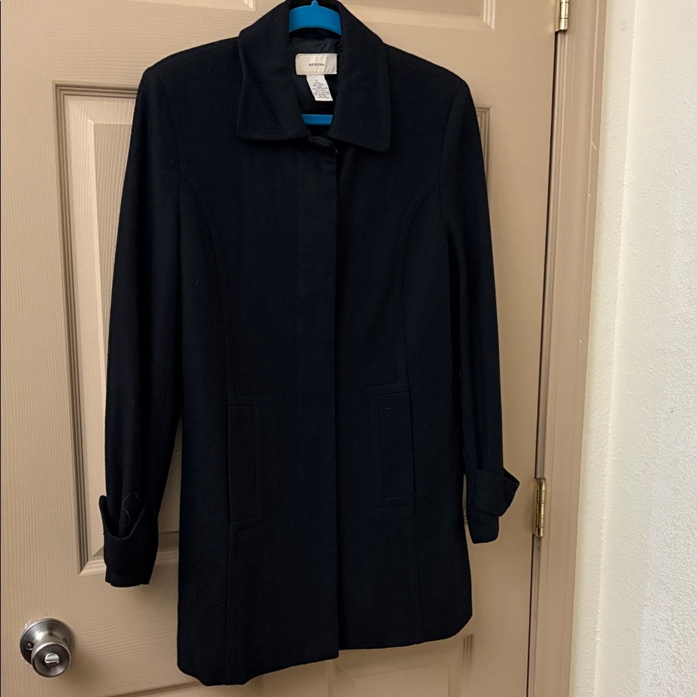 Merona Black Wool Blend Trench Coat for Women